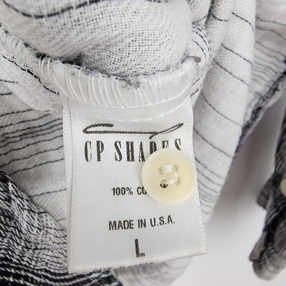 CP Shades Alden Cotton Flannel Plaid Button Down Tunic Top Black/White Large - Picture 3 of 5